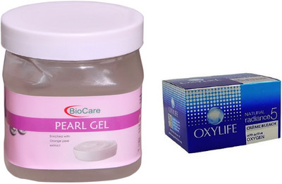 

Biocare Pearl Gel 500ml and Oxylife Creme Bleach Natural radiance5 27G(Set of 2)