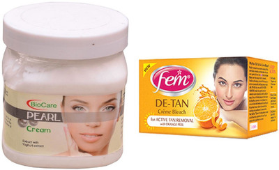 

Biocare Pearl Cream 500ml and Fem De-Tan Crème Bleach 30g(Set of 2)