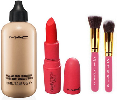 

studio makeup brush,Mac face & body foundation,Mac Giambattista valli Matte Finish Lipstick(Set of 3)