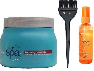 Buy Studio Hair Brush, L'oreal Repairing Cream bath Spa & Matrix Opticare  Smooth Straight Serum(3 Items in the set) on Flipkart 
