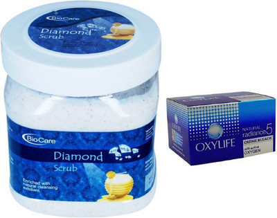 

Biocare Diamond Scrub 500ml and Oxylife Creme Bleach Natural radiance5 27G(Set of 2)