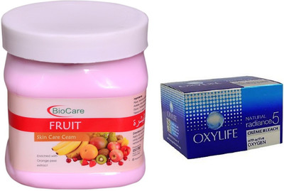 

Biocare Fruit Cream 500ml and Oxylife Creme Bleach Natural radiance5 27G(Set of 2)