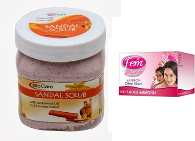 

Biocare Sandal Scrub 500ml and Fem Saffron Crème Bleach 64g(Set of 2)