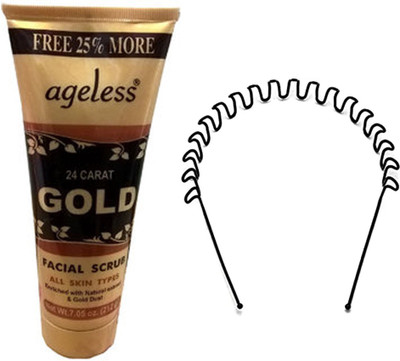 

Manarya Ageless Golden scrub with Zig Zag hair band(Set of 2)