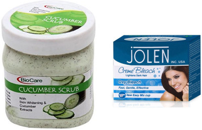 

Biocare Cucumber Scrub 500ml and Jolen Oxy Bleach Crème 35g(Set of 2)