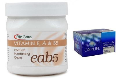 

Biocare Vitamin E, A & B5 Cream 500ml and Oxylife Creme Bleach Natural radiance5 27G(Set of 2)