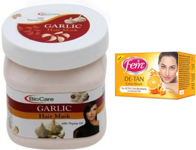 

Biocare Garlic Hair Mask 500ml and Fem De-Tan Crème Bleach 30g(Set of 2)
