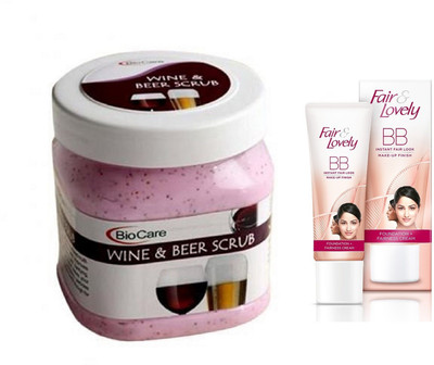 

Biocare Wine & Beer Scrub 500ml and Fair & Lovely BB Face Cream 40g(Set of 2)