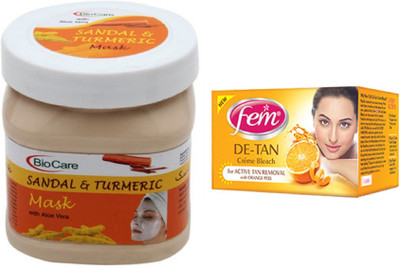 

Biocare Sandal & Turmeric Mask 500ml and Fem De-Tan Crème Bleach 30g(Set of 2)
