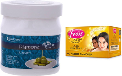 

Biocare Diamond Cream 500ml and Fem Gold Crème Bleach 64g(Set of 2)