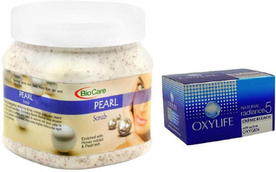 

Biocare Pearl Scrub 500ml and Oxylife Creme Bleach Natural radiance5 27G(Set of 2)