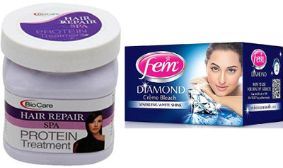 

Biocare Hair Repair Spa 500ml and Fem Diamond Crème Bleach 30g(Set of 2)
