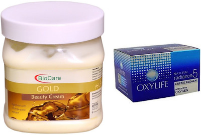 

Biocare Gold Cream 500ml and Oxylife Creme Bleach Natural radiance5 27G(Set of 2)