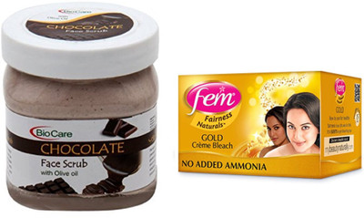 

Biocare Chocolate Scrub 500ml and Fem Gold Crème Bleach 64g(Set of 2)