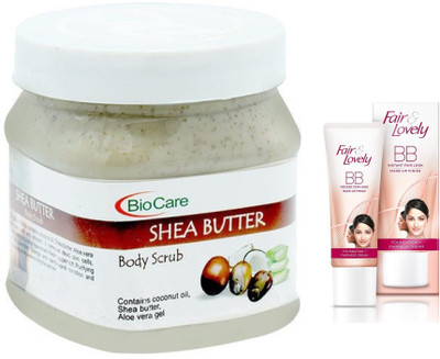 

Biocare Shea Butter Body Scrub 500ml and Fair & Lovely BB Face Cream 40g(Set of 2)