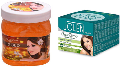 

Biocare Gold Leaf Gel 500ml and JOLEN Aloe Vera Bleach Crème (MEDIUM) 35G(Set of 2)