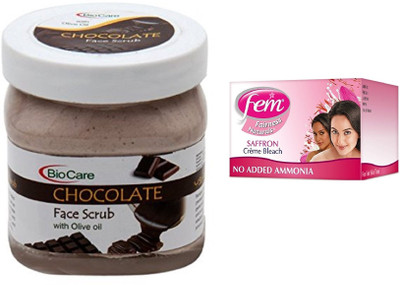 

Biocare Chocolate Scrub 500ml and Fem Saffron Crème Bleach 64g(Set of 2)