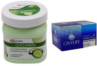 

Biocare Cucumber Cream 500ml and Oxylife Creme Bleach Natural radiance5 27G(Set of 2)