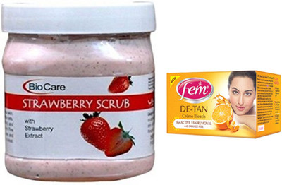

Biocare Strawberry Scrub 500ml and Fem De-Tan Crème Bleach 30g(Set of 2)