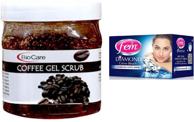 

Biocare Coffee Gel Scrub 500ml and Fem Diamond Crème Bleach 30g(Set of 2)