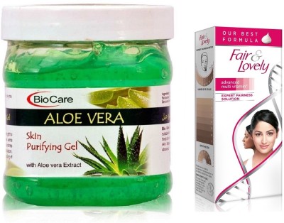 BIOCARE Aloe Vera Gel 500ml and Fair & Lovely Advanced Multi Vitamin Face Cream 80G(2 Items in the set)