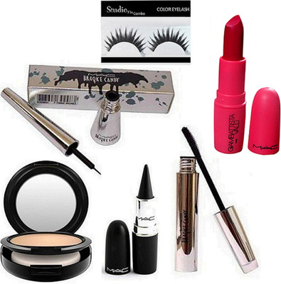 

Studio Fix Combo Eyelashes&Mac Studio Fix Compact,Giambattista Valli D for Danger Lipstick & Stick kajal & Brooke Candy Eyeliner & Mascara(Set of 6)