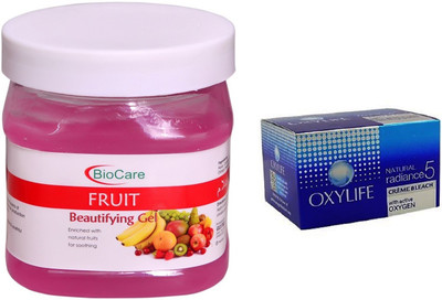 

Biocare Fruit Gel 500ml and Oxylife Creme Bleach Natural radiance5 27G(Set of 2)