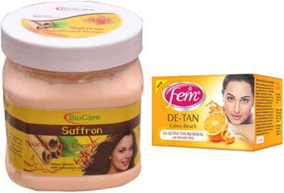

Biocare Saffron Cream 500ml and Fem De-Tan Crème Bleach 30g(Set of 2)
