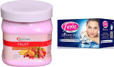 

Biocare Fruit Cream 500ml and Fem Diamond Crème Bleach 30g(Set of 2)