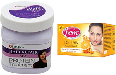 

Biocare Hair Repair Spa 500ml and Fem De-Tan Crème Bleach 30g(Set of 2)