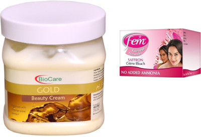 

Biocare Gold Cream 500ml and Fem Saffron Crème Bleach 64g(Set of 2)
