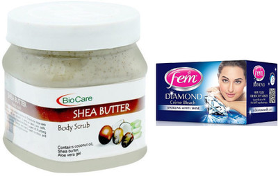 

Biocare Shea Butter Body Scrub 500ml and Fem Diamond Crème Bleach 30g(Set of 2)