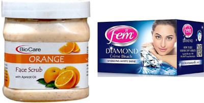 

Biocare Orange Face Scrub 500ml and Fem Diamond Crème Bleach 30g(Set of 2)