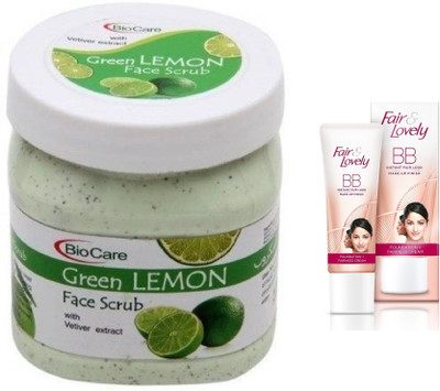 

Biocare Green Lemon Face Scrub 500ml and Fair & Lovely BB Face Cream 40g(Set of 2)