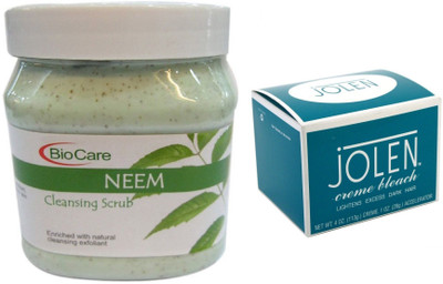 

Biocare Neem Scrub 500ml and JOLEN Crème Bleach (MEDIUM) 35G(Set of 2)