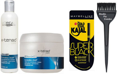 

Studio Fix Combo Combo hair brush &L'Oreal X-Tenso Care shampoo & X-tenso care masque& The colossal kajal super Black(Set of 4)