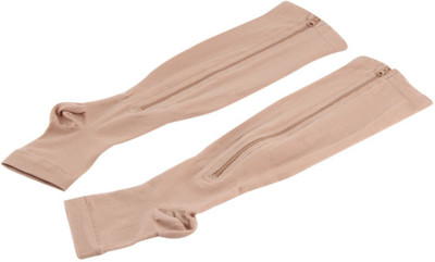 

DALUCI Miracle Socks Antifatigue Compression Stockings Soothe Unisex Slimming Zippered Knee Socks Pantyhose Open Toe Travel Stockings Men, Women Compression(Beige Half Sleeve)
