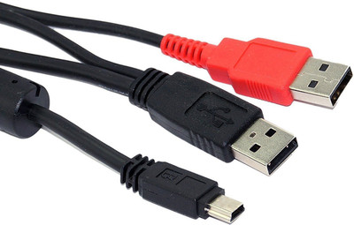 

Gadget Deals Mini USB Y Cable (1 meter length, 2x Type A Male to 1x Type B Mini Male) for External Hard Disk Drive Network Cable(Compatible with Mobile, Laptop, Tablet, Mp3, Gaming Device, Multicolor)