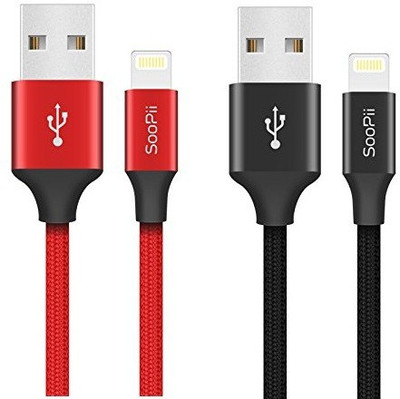 Soopii Micro USB Cable 1 m nylon S13a(Compatible with mobile, Black & Red, One Cable)