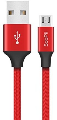 Soopii Micro USB Cable 1 m nylon S15M-Red(Compatible with mobile, laptop, desktop, Red, One Cable)