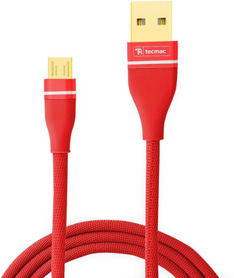 

TecMac Fabric Braided Fast Charging & Data Sync Micro USB Cable(Red)