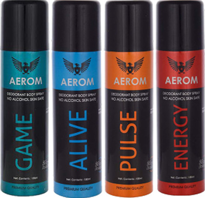

Aerom Deodorant Deodorant Spray - For Men(600 ml, Pack of 4)