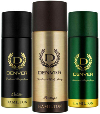 

Denver Prestige,Caliber and Hamilton Deo (Pack of 3) Deodorant Spray - For Men(495 ml, Pack of 3)