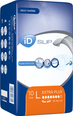 

ID Slips Adult Diaper LARGE (L) Waist Size (115-155 cm) - 10 Pcs Adult Diapers - L(10 Pieces)