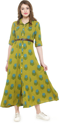 Varanga Women Maxi Green Dress
