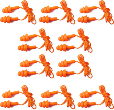 

Vezual Noise Reduction Reusable (10 Pcs) Corded Ear Plug & Nose Clip(Orange)