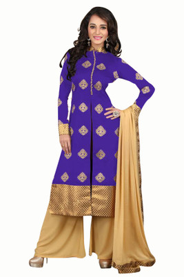

BanoRani Jacquard Self Design Salwar Suit Dupatta Material(Un-stitched), Purple