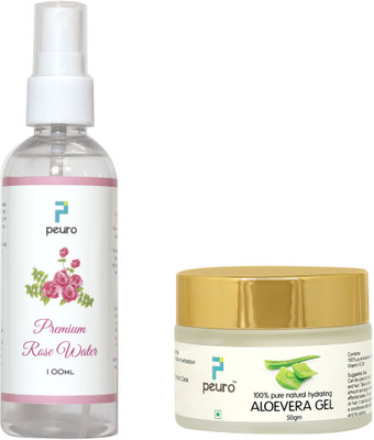 

peuro Face care Combo - Natural Aloevera Gel 50gm and Rose Water toner 100ml(150 ml)