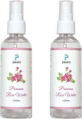 

peuro Rose Water Toner spray for Face and skin , Natural rose water, 100% pure, No chemicals added, No artificial fragrance added. (Pack of 2*100ml)(200 ml)
