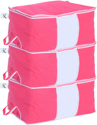 

Kuber Industries Design 3 Piece Non Woven Underbed Storage Bag Set, Pink Rbedst09(Pink)